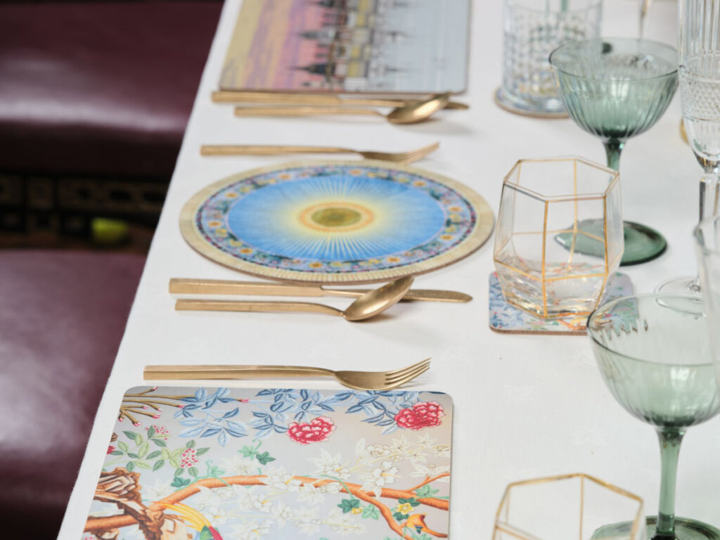 Royal Pavilion tableware in the Banqueting Room long table.