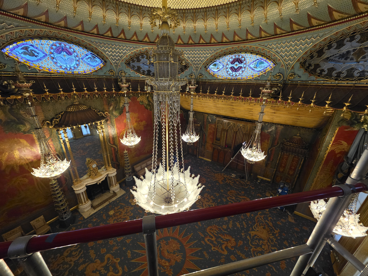 View across the Music Room from atop the scaffold tower