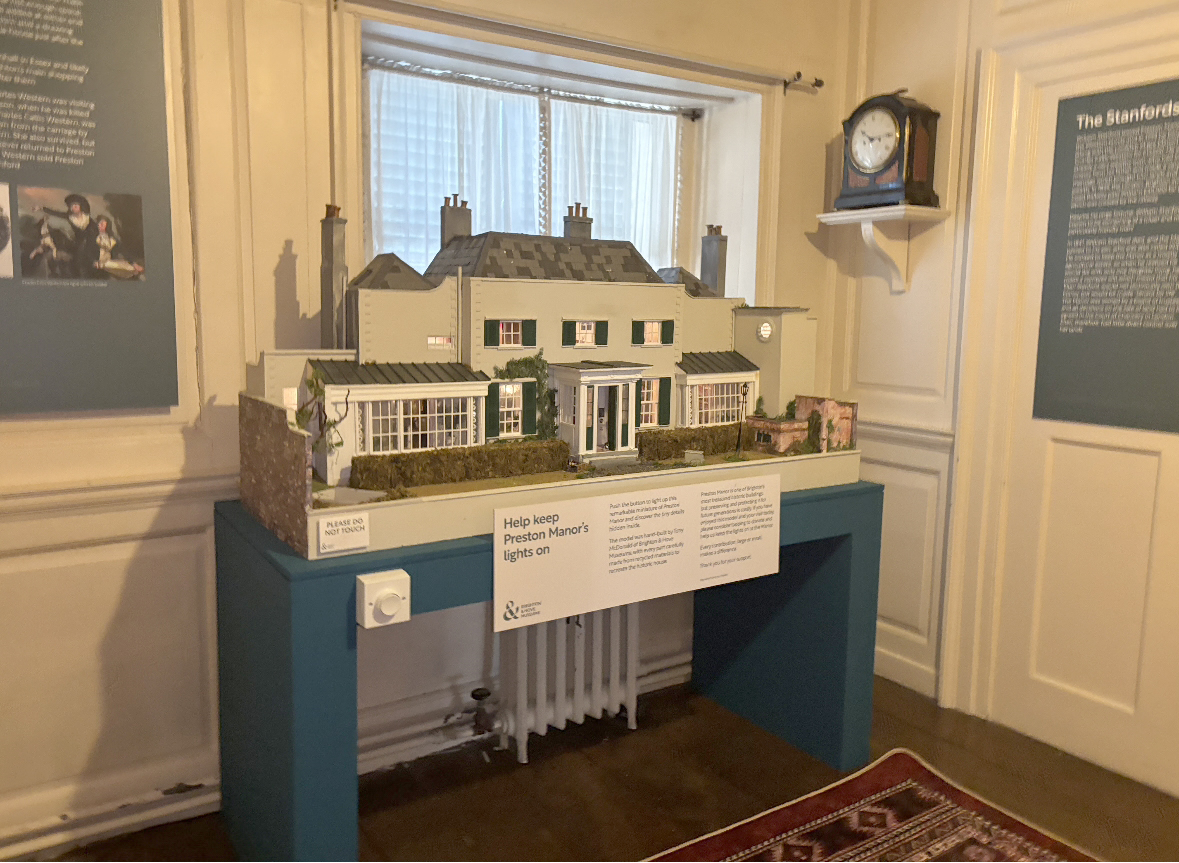 The mini Preston Manor model was hand-built by Tony McDonald (pictured) , Duty Manager at Brighton & Hove Museums, with every detail carefully crafted from recycled materials to recreate one of Brighton’s most beloved historic houses . It will be the main feature in the History Room