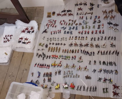 A small collection from a box of toy soldiers.